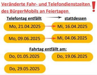 Geänderte Fahrzeiten Bürgermobil